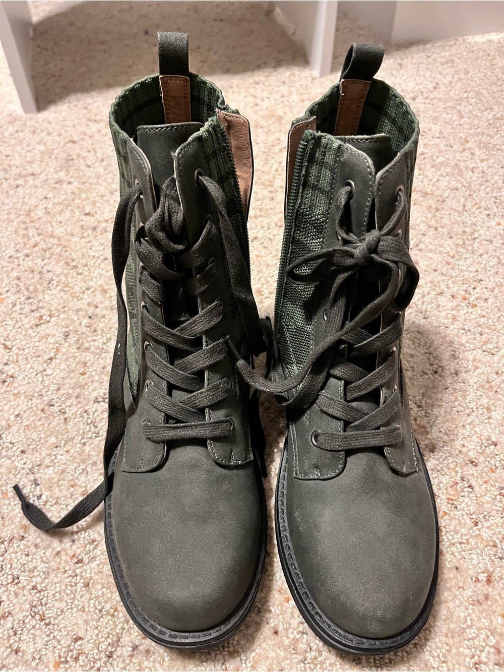 Women’s Olive Green Lace-Up Combat Boots